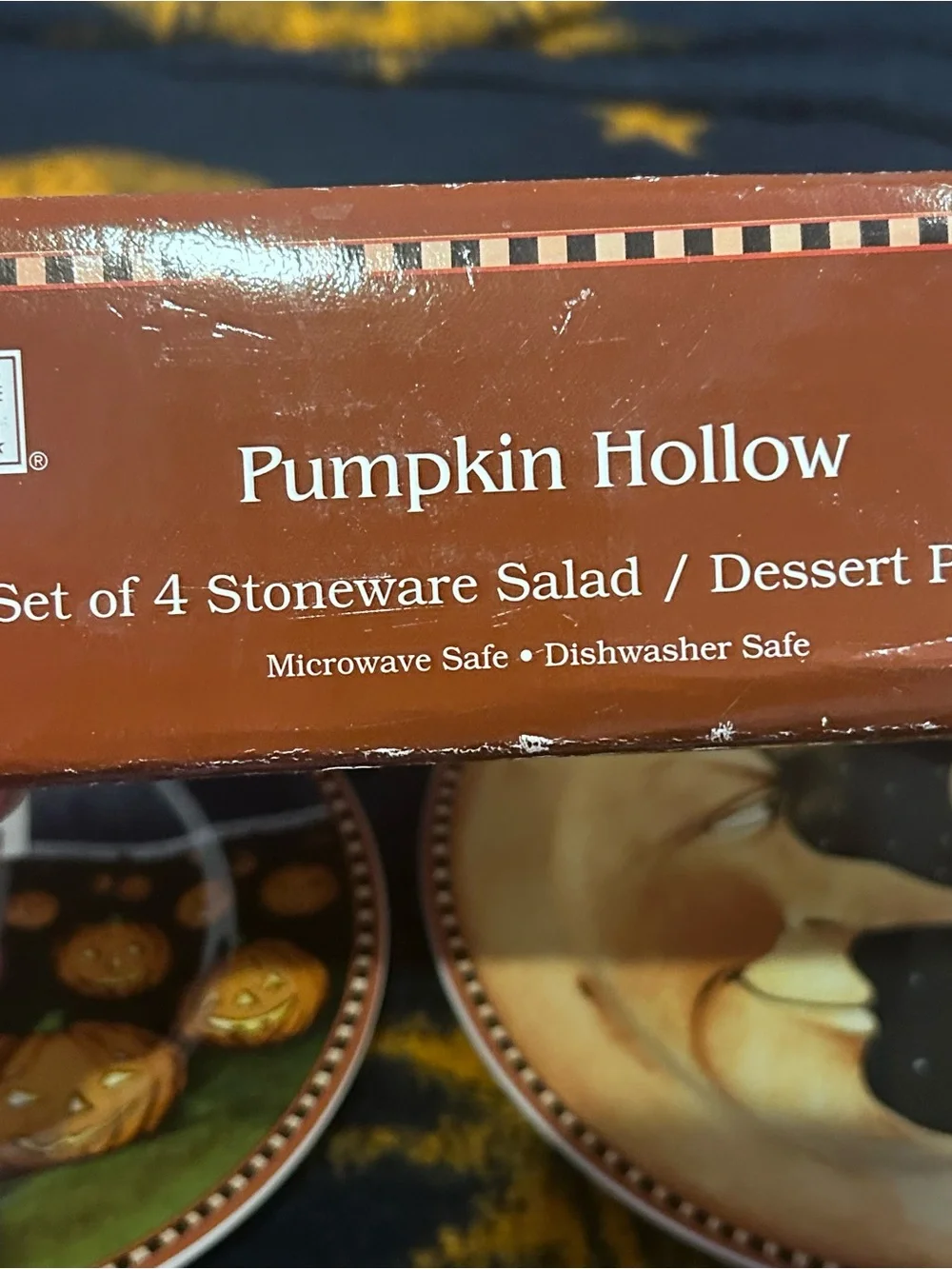 VTG Y2K David Carter Brown Pumpkin Hollow Salad Dinner Plates Whimsigoth Witchy